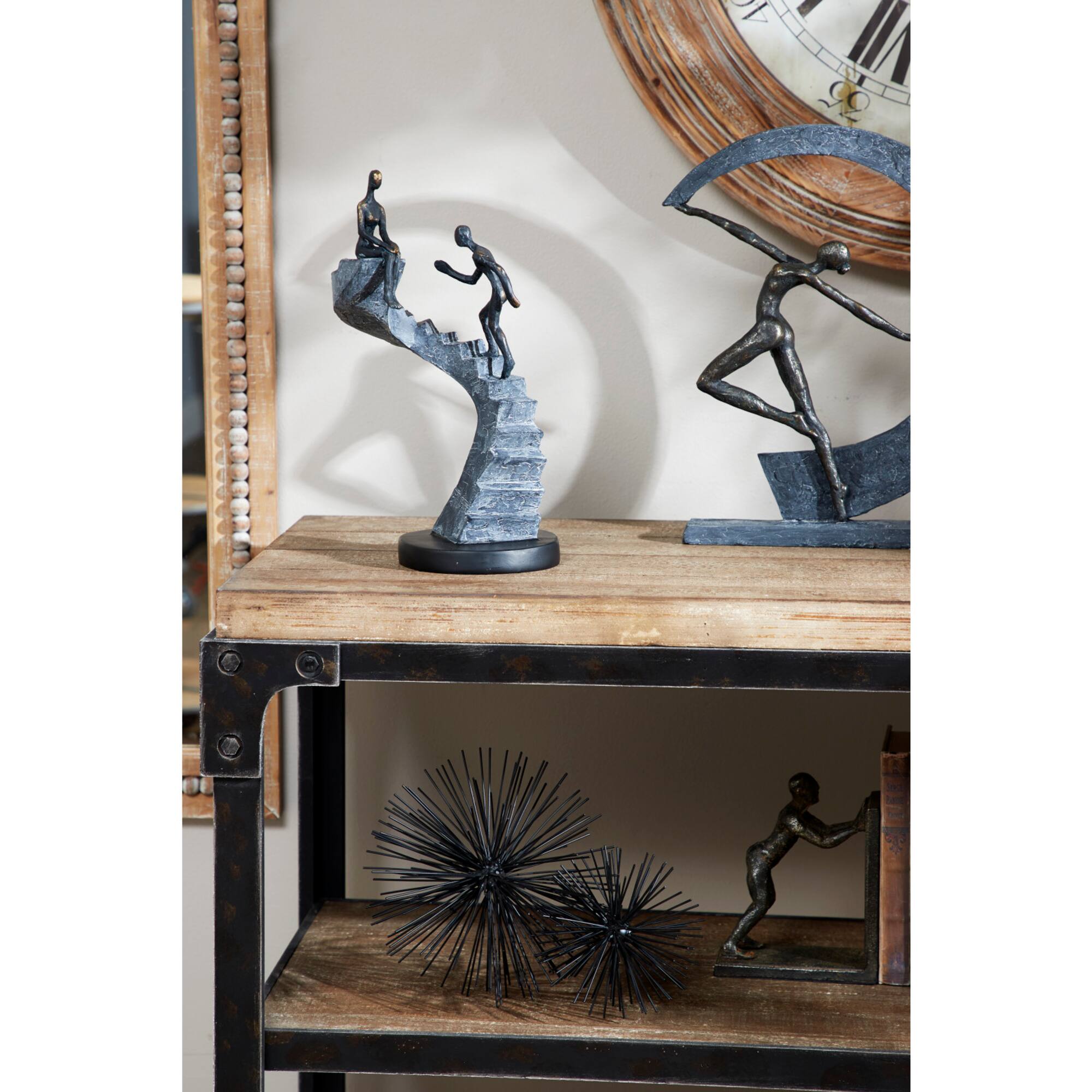 14" Black Modern Couple Sculpture